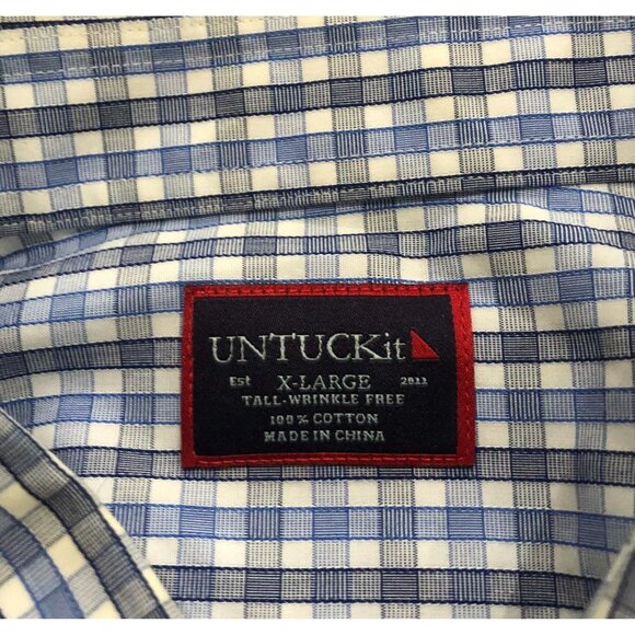 UNTUCKit Long Sleeve Button Down Shirt Blue Plaid XL Tall - Picture 3 of 6